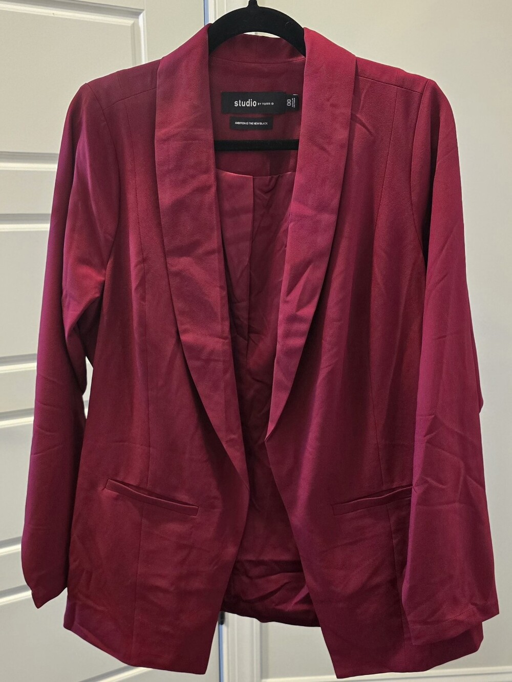 TORRID Studio Size 00 Open Front Blazer - Dark Red